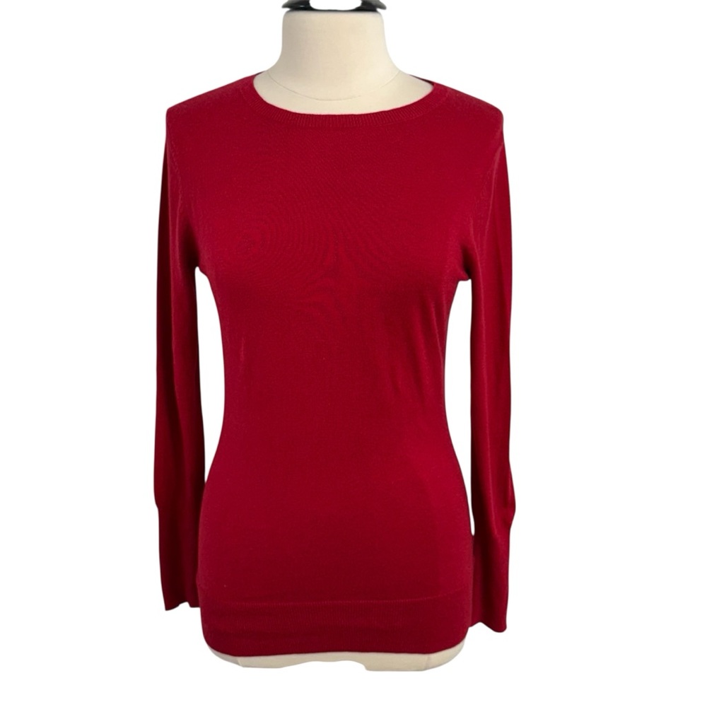 Worthington Women's Long Sleeve Crewneck Pull-over Style Sweater, Red, Size S